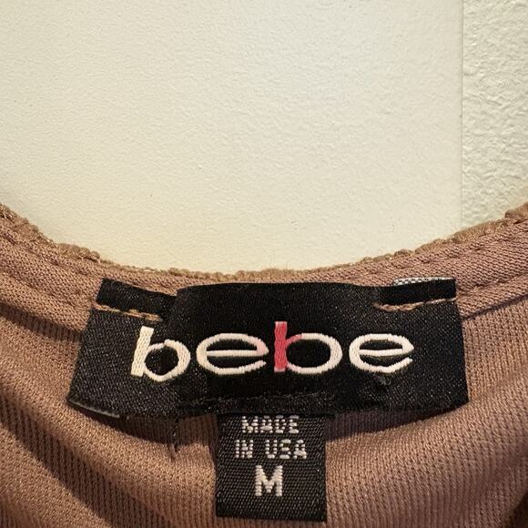 Bebe Dress Medium‎ Mocha Mousse Maxi Long Prom Lace Mesh Overlay Garden Fairy - Picture 4 of 16